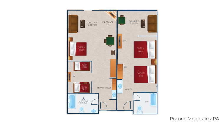 The floorplan for the Deluxe KidCabin Suite